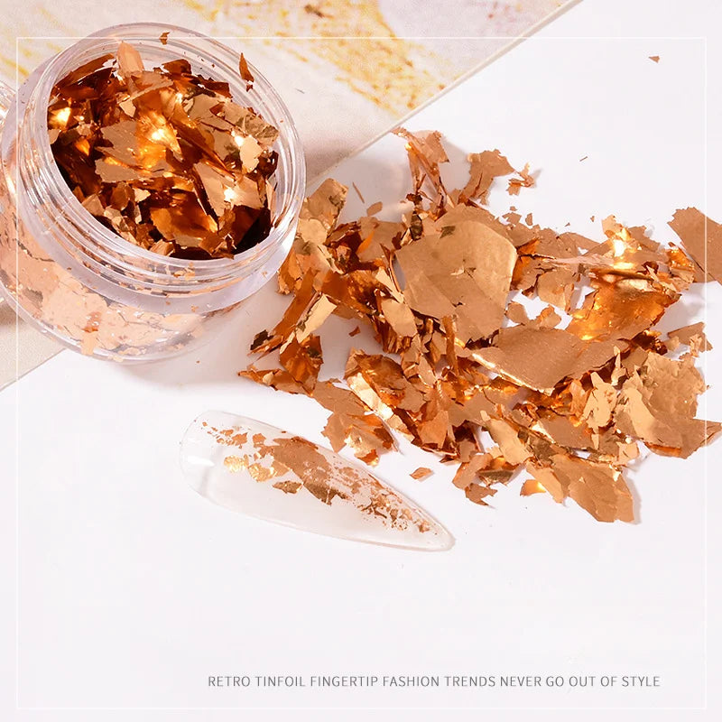 Rose Gold Silver Irregular Foil Paper Fragments Nail Art Sequin Sticker Glitter DIY Manicure UV Gel Polish Nail Decoration Tools