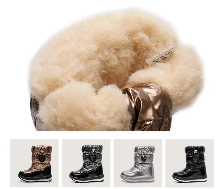 Kinder-Schneestiefel, 2025, Herbst-Winter-Wolle, warm halten, Kinderstiefel, Marke, modisch, wasserdicht, rutschfest, Baumwollschuhe für Mädchen und Jungen