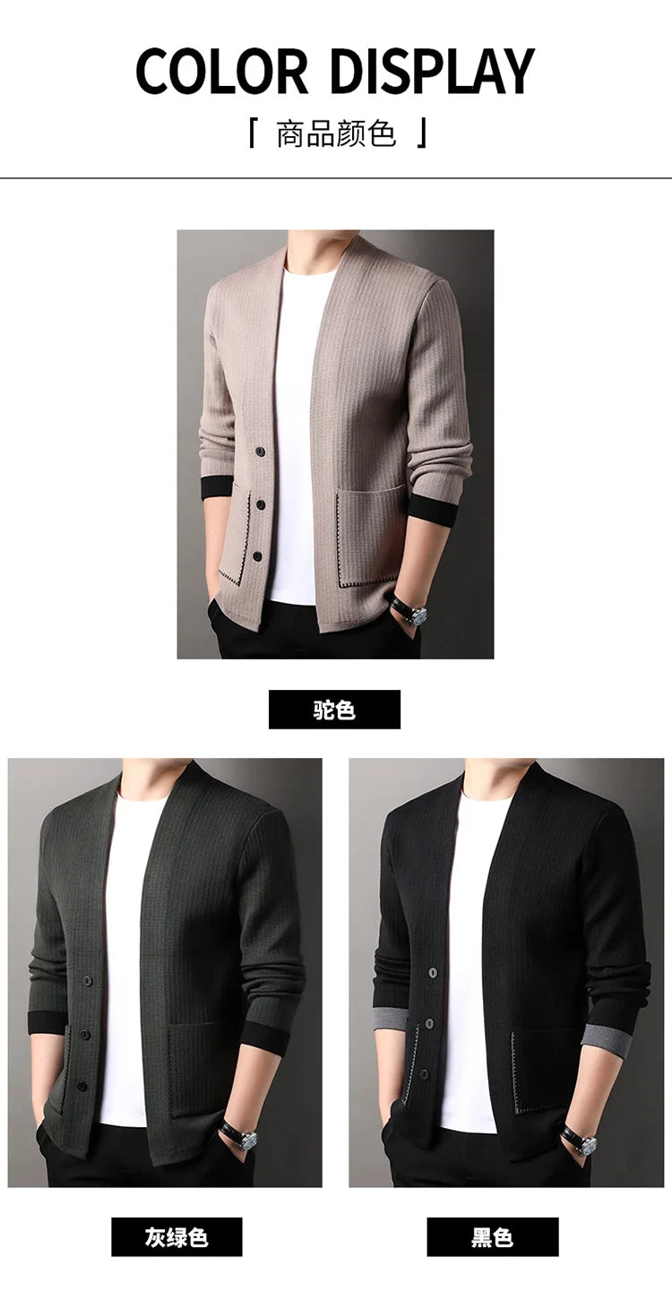 CN Cardigan Einfarbig - V-Ausschnitt, Polyester, Einreihiger Verschluss