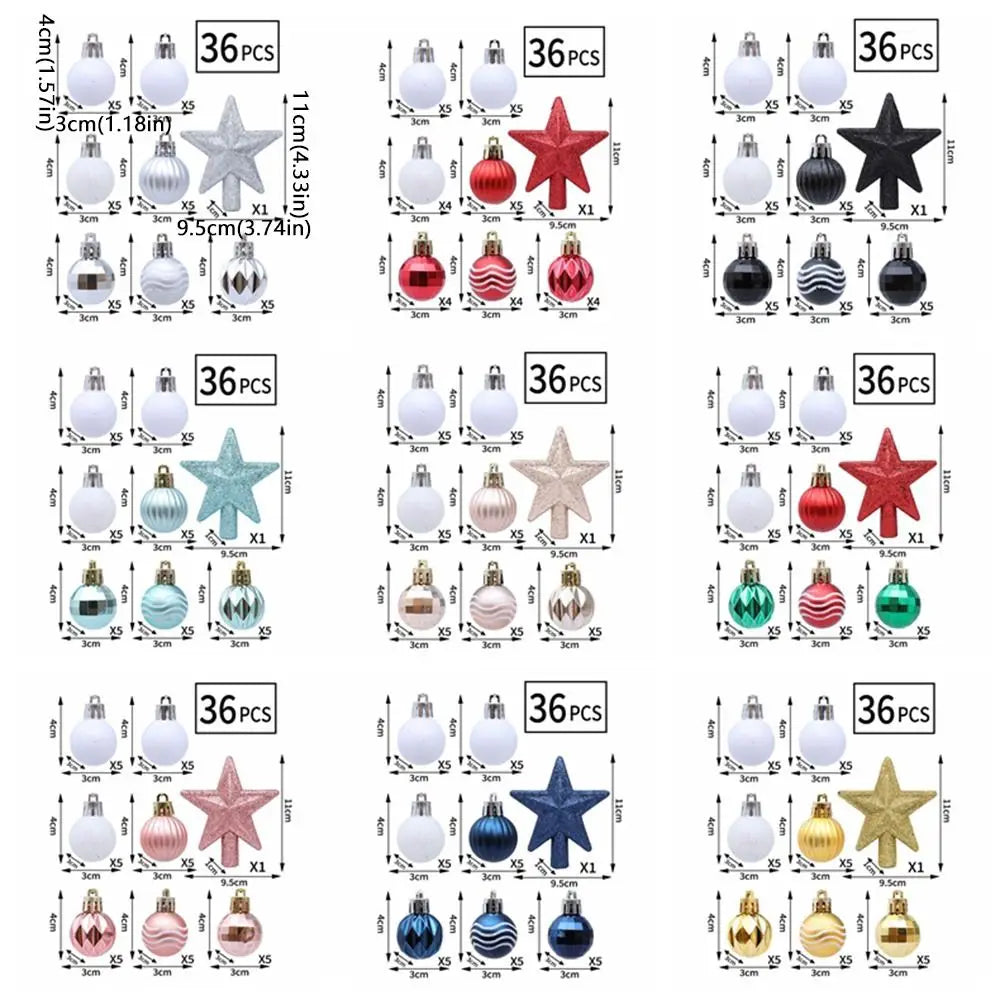 Electronic Stoßfest Weihnachtskugel Topper - 36 Stück Elektroplattiert