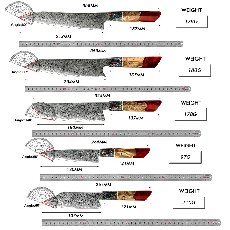 Grandsharp DMS-121 Damastmesser Set - 67 Lagen 13cm 36.8cm