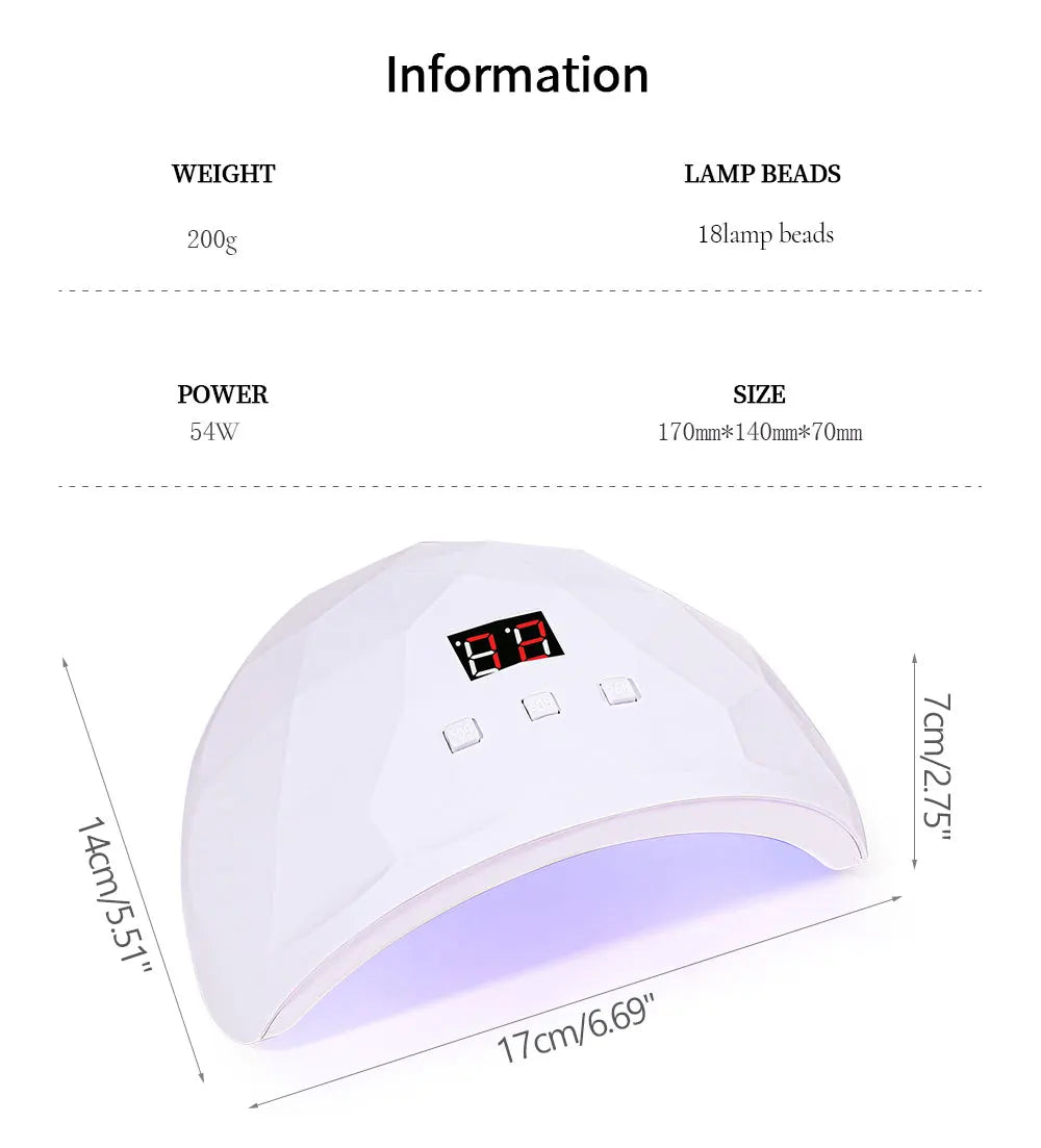 LULAA 18 UV LEDs Gel Nail Drying Lamp Mini LED Screen Nail Phototherapy Machine Professional Manicure Tool Salon Equipment
