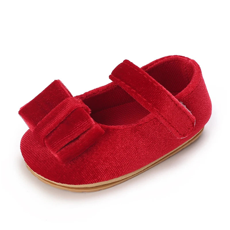 Baby-Prinzessinnen-Schuhe 2025: Velvet-Bow Flat-Shoes - First Step Collection