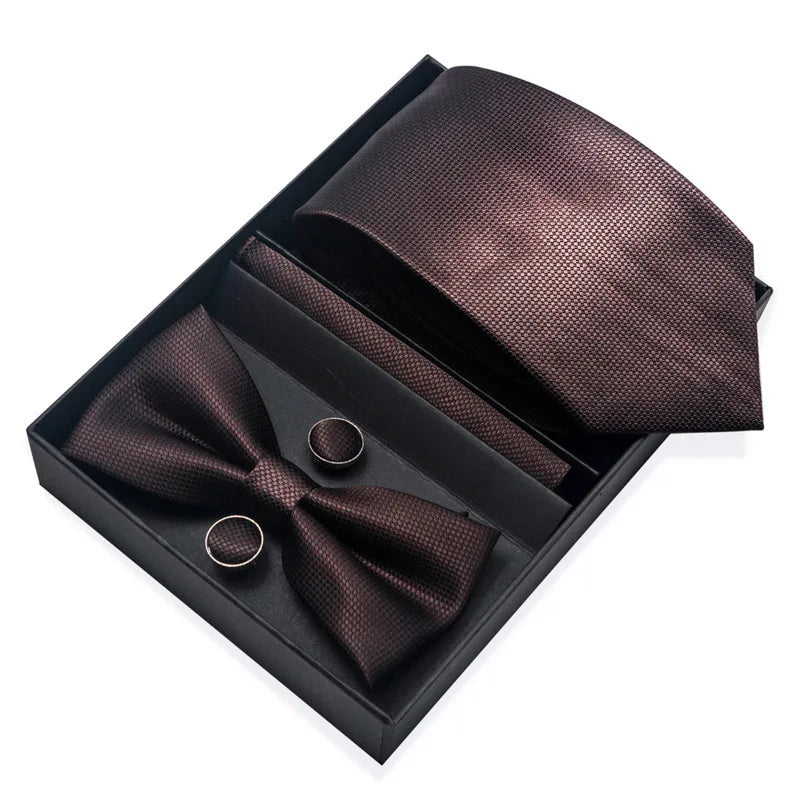 Men's Tie Pin cuff square bow Tie with pocket square cufflinks Set Paisley Men's Business Wedding Suit Accessories 6-piece set