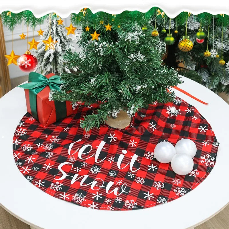 60x60CM Santa Claus Snowman Merry Christmas Tree Skirt Round Xmas Tree Rugs Skirts Household Mats Carpet Home Party Decoration