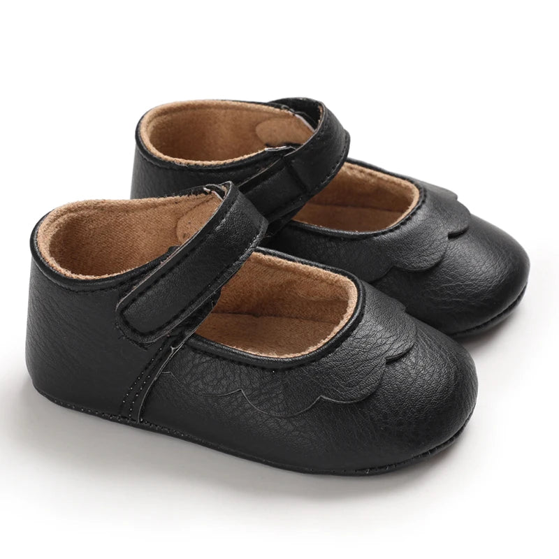 Baby Mädchen Schuhe 2025 - Fashion Einfarbig Leder Blume Prinzessin - Weiche Gummisohle Rutschfest Casual Erste Laufschuhe