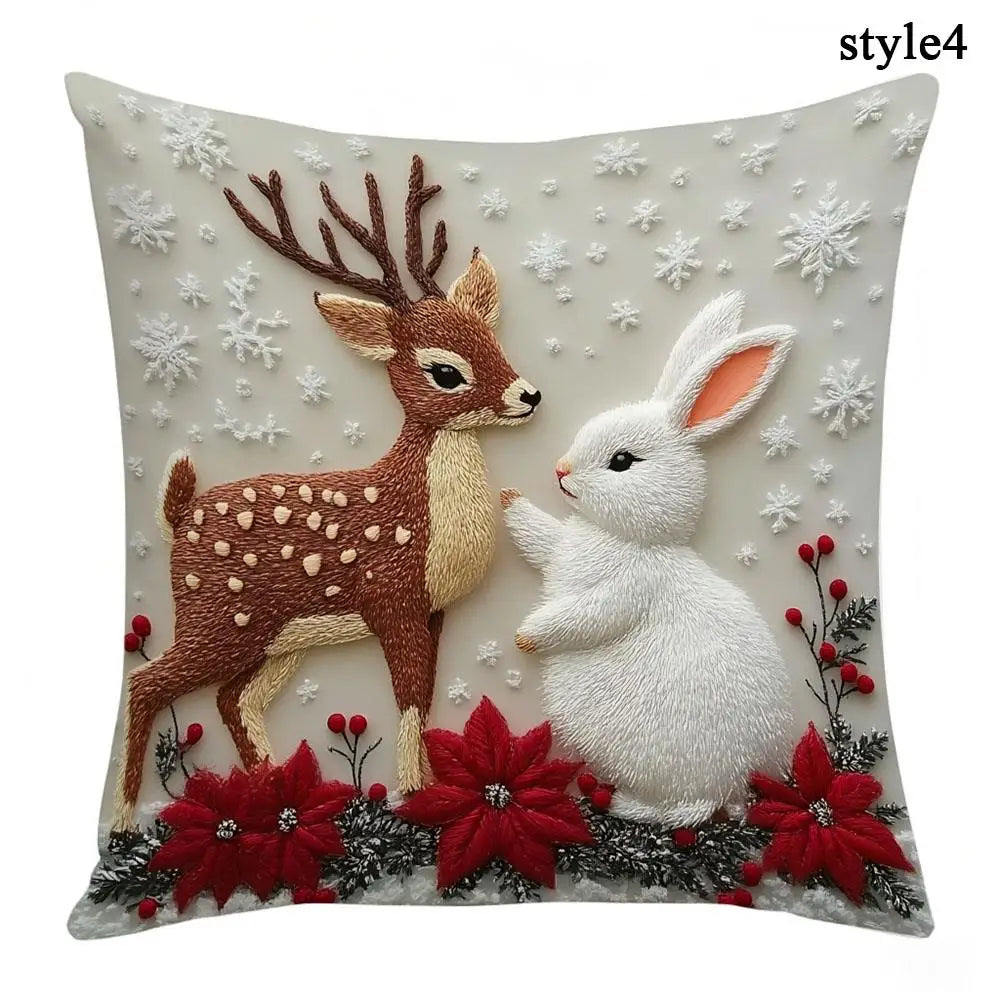 Christmas Pillowcase Red Snowman Pillowslip Home Textile Xmas Pillow Cases Elk Rabbit Decorative Throw Pillow Cover Home Decor