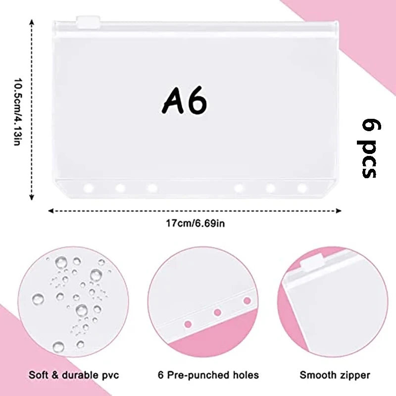 PU Leder Notizbuch A6 2025 - DIY Planner Organizer 8 Taschen Budget Sheets Schule