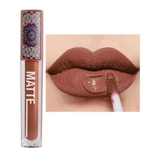 Waterproof Matte Nude Lip Gloss Brown Nude Pigment Dark Red Long Lasting Velvet Liquid Lipstick Women Makeup Lip Glaze 1pcs