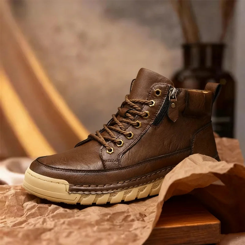 Yeinshaars Travel Casual Leder Stiefeletten Warm - Größe 42, Leichtes Gewicht, Antirutsch-Sohle