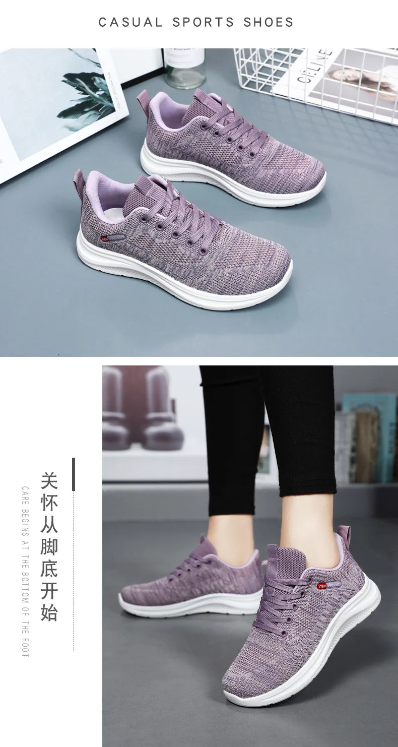 Damen 2025 Frühling Und Herbst Neu Gestrickt Damen Schuhe Schuhe Weiche Sohle Casual Sport Schuhe Für Damen Sneakers
