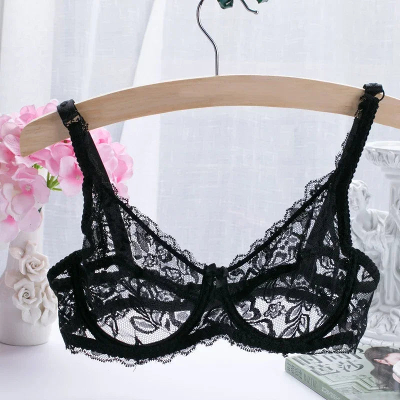 Women underwear Comfy Classic elegant Lingerie Lace Transparent elegant women's bra Solid Underwire Elastic Soft Bra Seamless calcinha