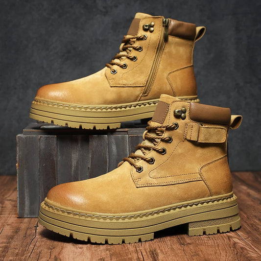 YeinshaarsCN Suede Leder High-Top - Größe Knöchel Rutschfeste Sohle