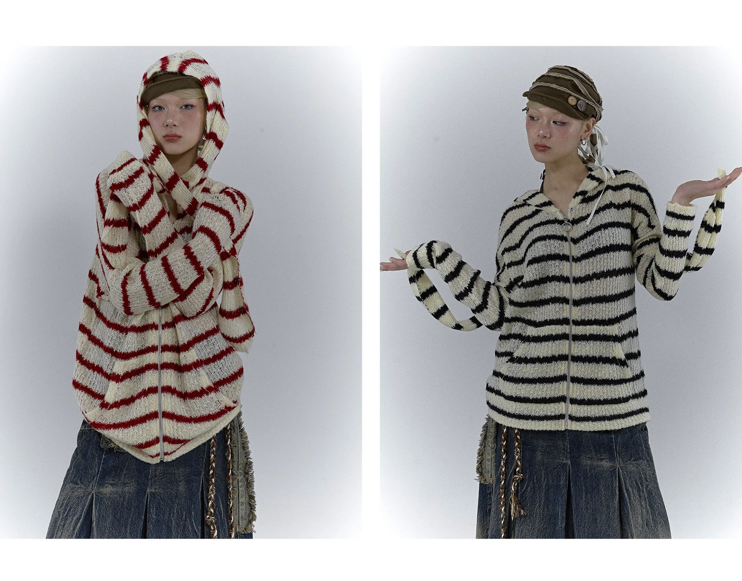 Karrcat Grunge Strickjacke Hollow Out - S/M, Vollarm