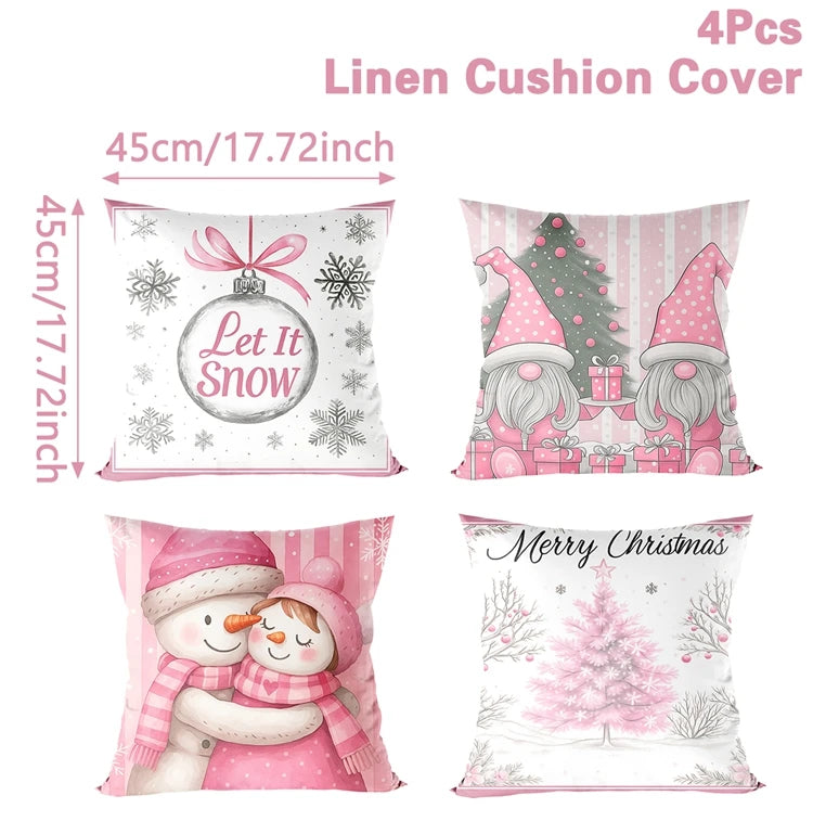 4pcs Christmas Cushion Cover Pillowcase Merry Christmas Decoration Linen Pillow Cases Home 2025 Xmas Gifts Pillow Covers 2026
