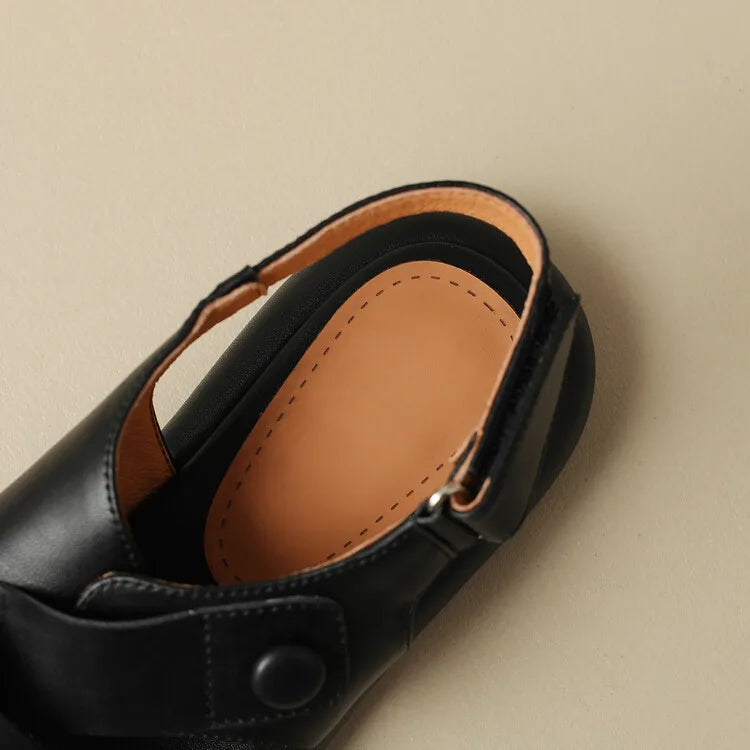 New Summer Sandals Women 2023 Fashion Platform Sandals Casual Round Toe Sandals Shoes for Women Split Leather Flat Shoes
