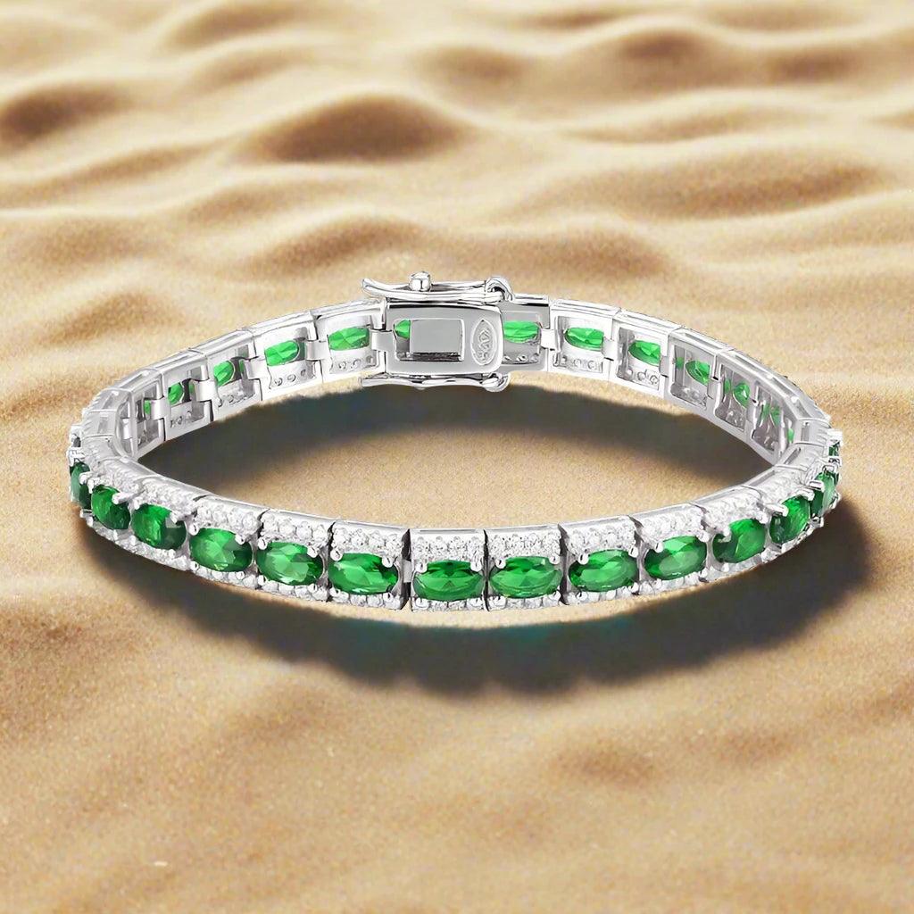 Handmade emerald diamond bangle bracelet jewelry gift for girls