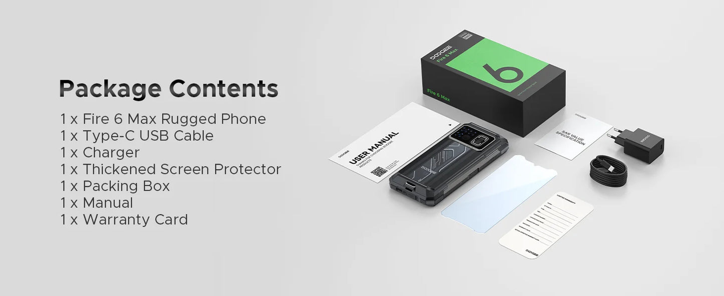 DOOGEE Fire 6 Max Robustes 5G - 20800 mAh, 33W, 6.72 Zoll