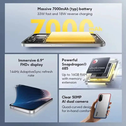 POCO M7 Smartphone Leistungsstarker Snapdragon 685 50 MP KI Dualkamera