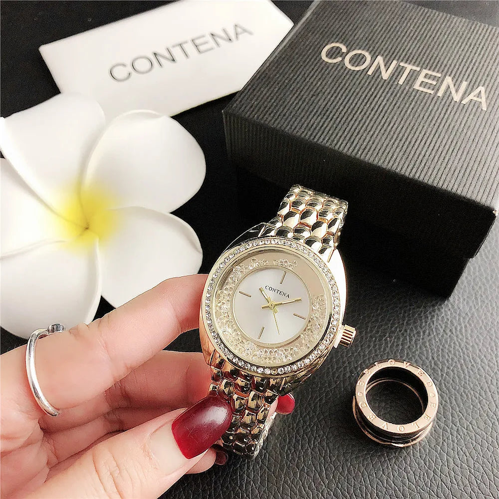Luxury Rhinestone Rose Gold Women Watches Top Brand Stainless Steel Ladies Quartz Wristwatches Fashion Watches Women Reloj Mujer
