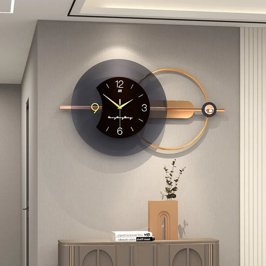 Large Wall Clock Modern Design Feather Luxury Light Silent Metal Wall Watch Home Decor Living Room Dining Room Clocks