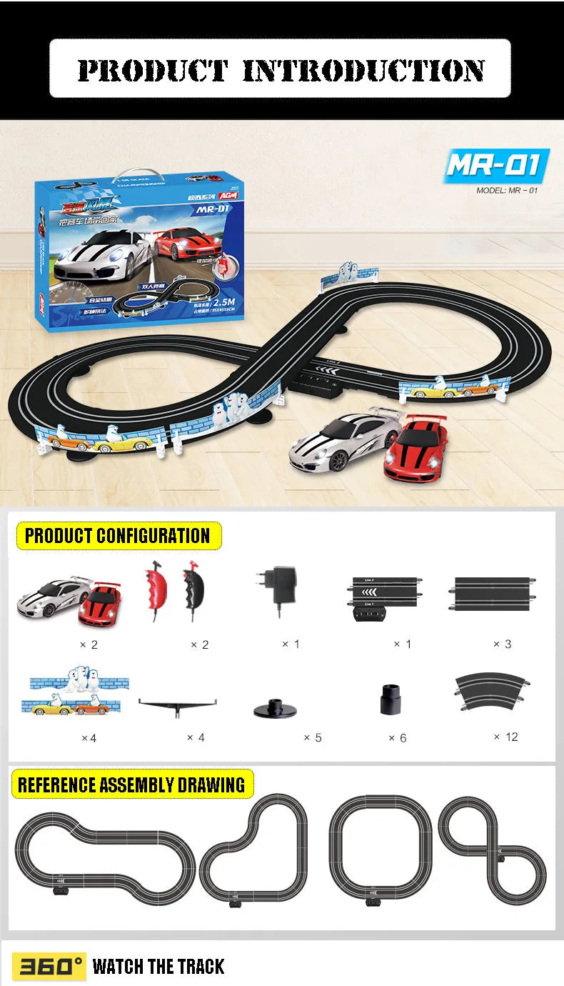 Railway Track Toy Set Racing Track Electric Double Remote Control Car Interactive Autorama Circuit Voiture Toy For Boy Children