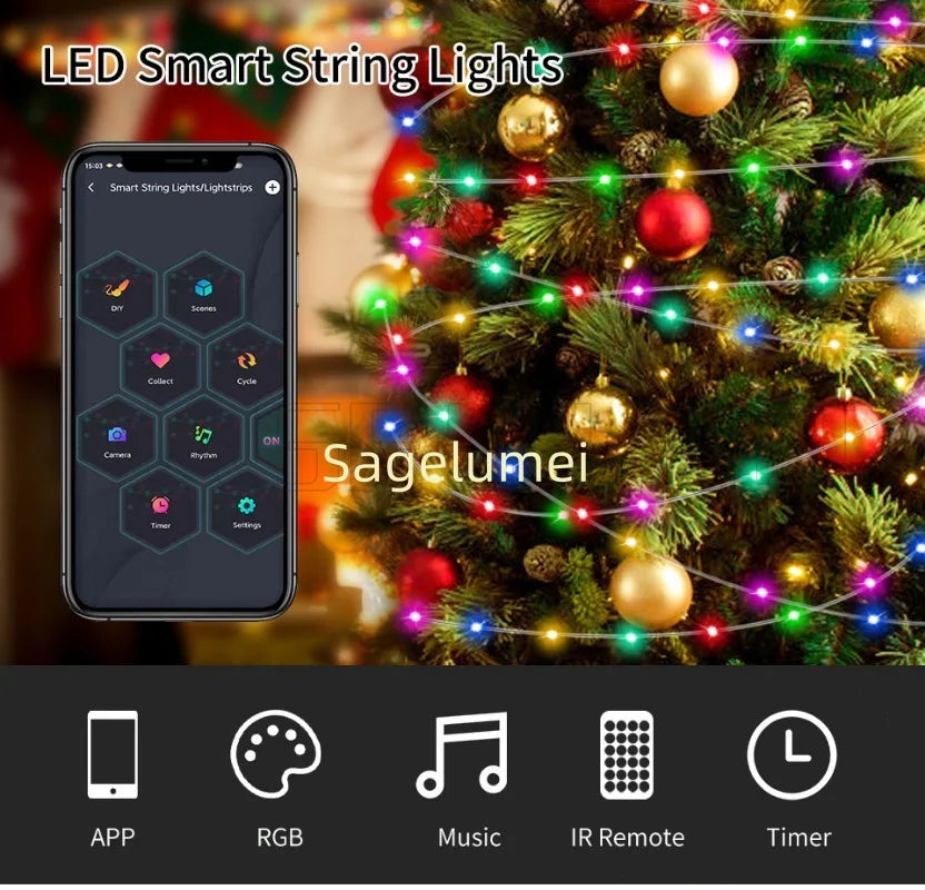 SAGE LU MEI RGB Smart LED Lichterkette - Länge 5–40 m, USB, 6 V DC