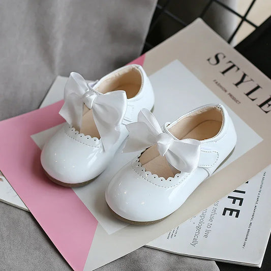 Baby Prinzessin Mädchen Schuhe 2025 - Frühling Herbst Süße Schleife Lackleder - Tanzschuhe Erste Laufschuhe Kinder