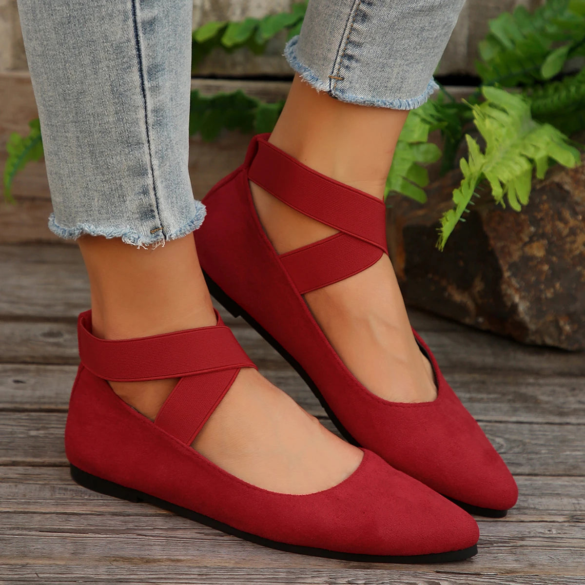 RZSMTYA Damen Atmungsaktiv Loafer - Gummisohle Spitze