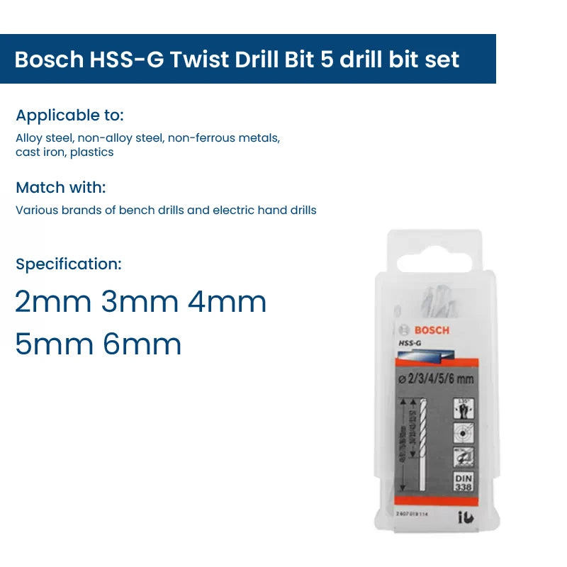 Bosch Metal Drill Bits Hss-G Straight Shank Twist Drill Bit Hole Cutter Power Tools for Metal Alloy Iron Drilling Metalworking