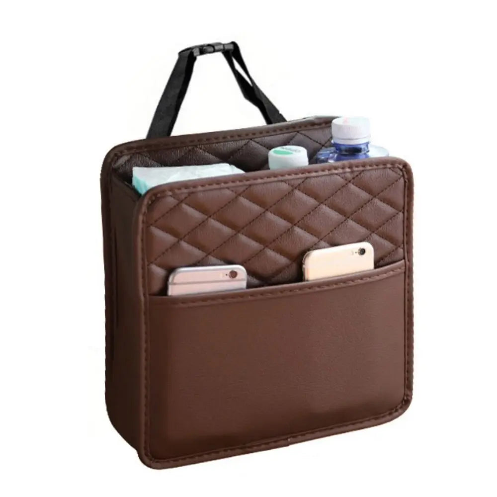 Leather Car Backseat Storage Bag Multifunctional Adjustable Backseat Large Capacity Pocket Protector Seat Back