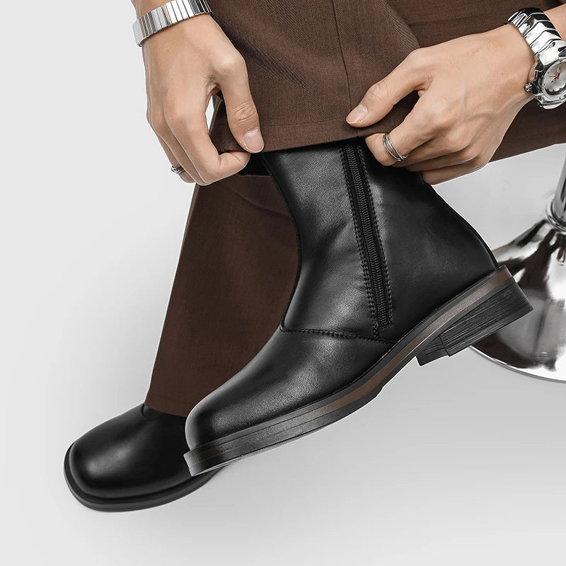 Ghete Chelsea din piele naturală YEISNDOOCN - Pantofi confortabili de zi cu zi, mărimea 42, cu toc plat