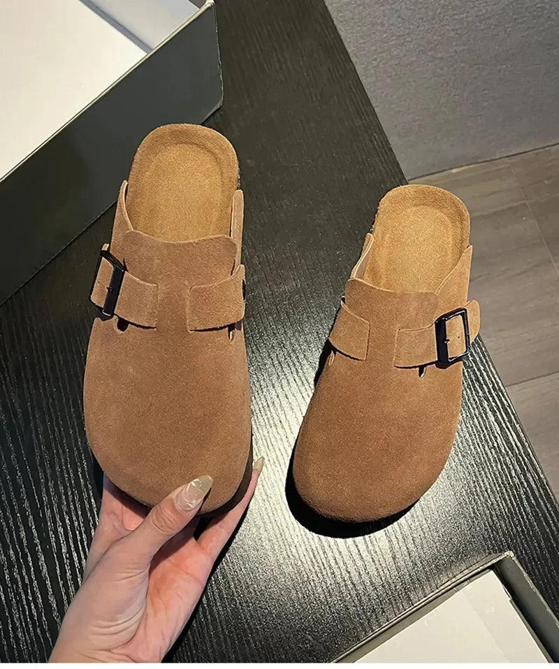 Fashion Outdoor Slip On Beach Sandalias Women's Suede Mules Slippers Platform Flats Boston Clogs Sandals