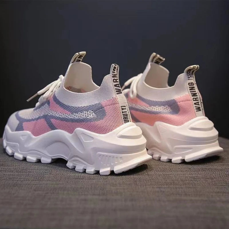 Damen Laufschuhe - Leichte Schnür-Sneaker - Mesh Casual Schuhe - Weiche Sohle Tennis Outdoor Schuhe