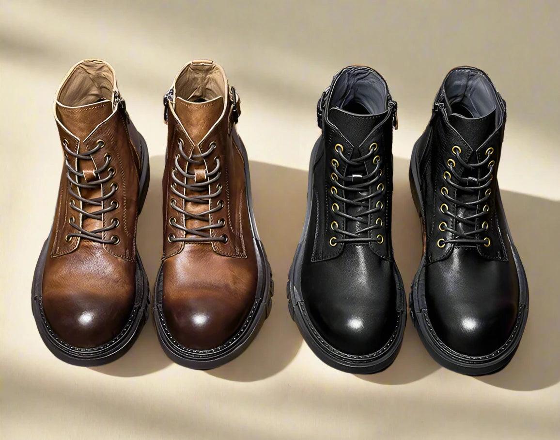 Classic handmade vintage leather ankle boots genuine leather