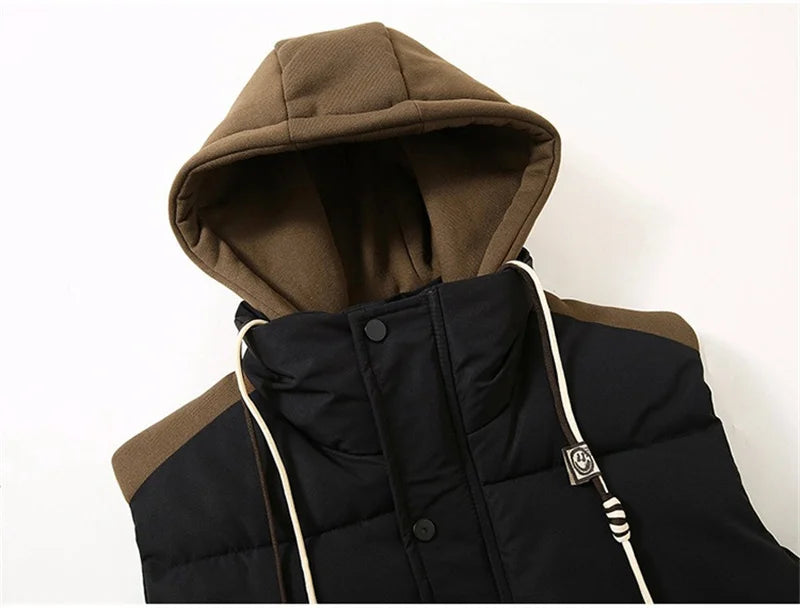 Fujian Herren-Weste abnehmbar Kapuze - Baumwolle, warm, L