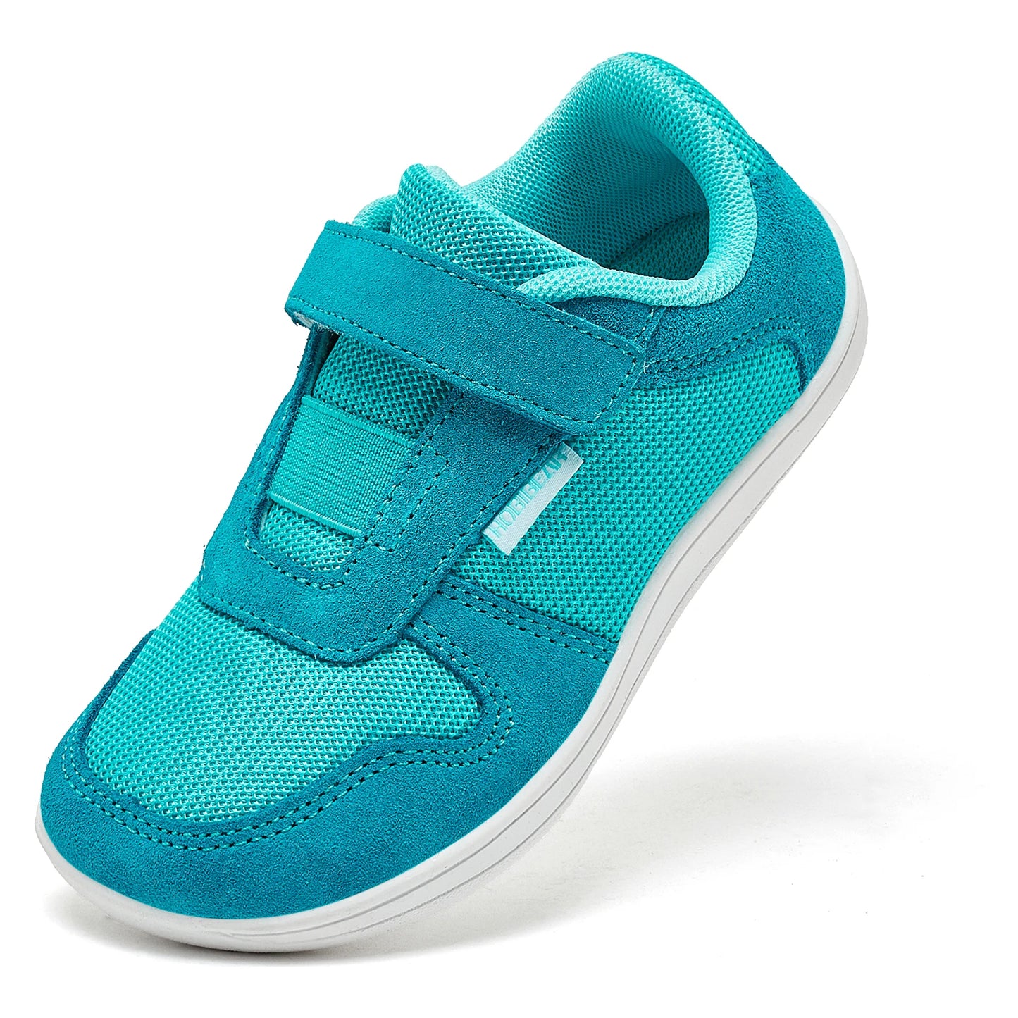 HOBIBEAR Kinder Weite Zehen Barfuß Schuhe - Klein/Groß/Kind Klettverschluss Minimalistische Sneaker - Kunstleder Mesh Leichtgewicht Schuhe