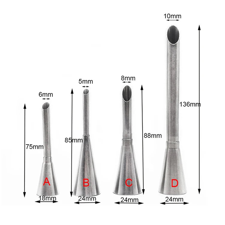 MEXQCH Puff Mou Spritzdüse Edelstahl - Set 4 Stück Ø6mm