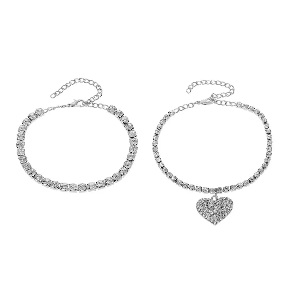 Mode Strass Kette Fußkettchen für Damen - Luxus Glänzende Knöchel Armband am Bein - Weiblich Hochzeit Party Schmuck Fuß Accessoires