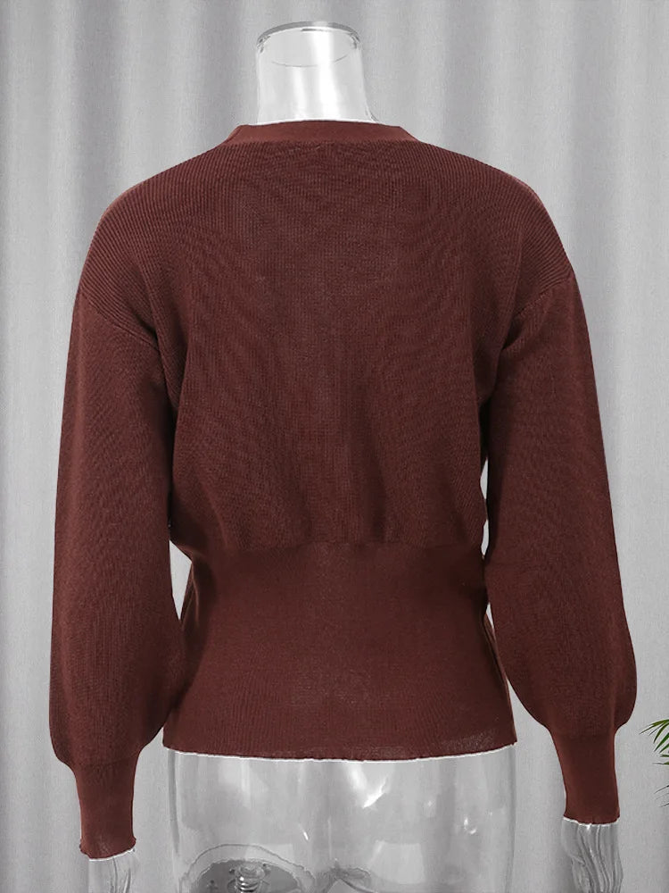 Luna Damen-Strickjacke V-Ausschnitt - Langarm, Knopf, M-L/XL