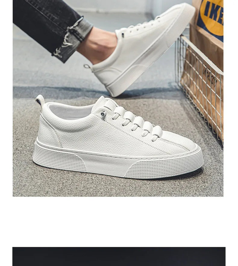 White Sneakers for Men 2024 Spring Fashion Casual Lace Up Round Toe Flat mens Running Sport Shoes Zapatillas Deportivas Hombre