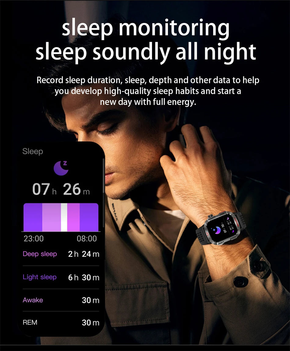 Smartwatch 2025: Outdoor-Military GPS-Sports - Flashlight Compass Collection