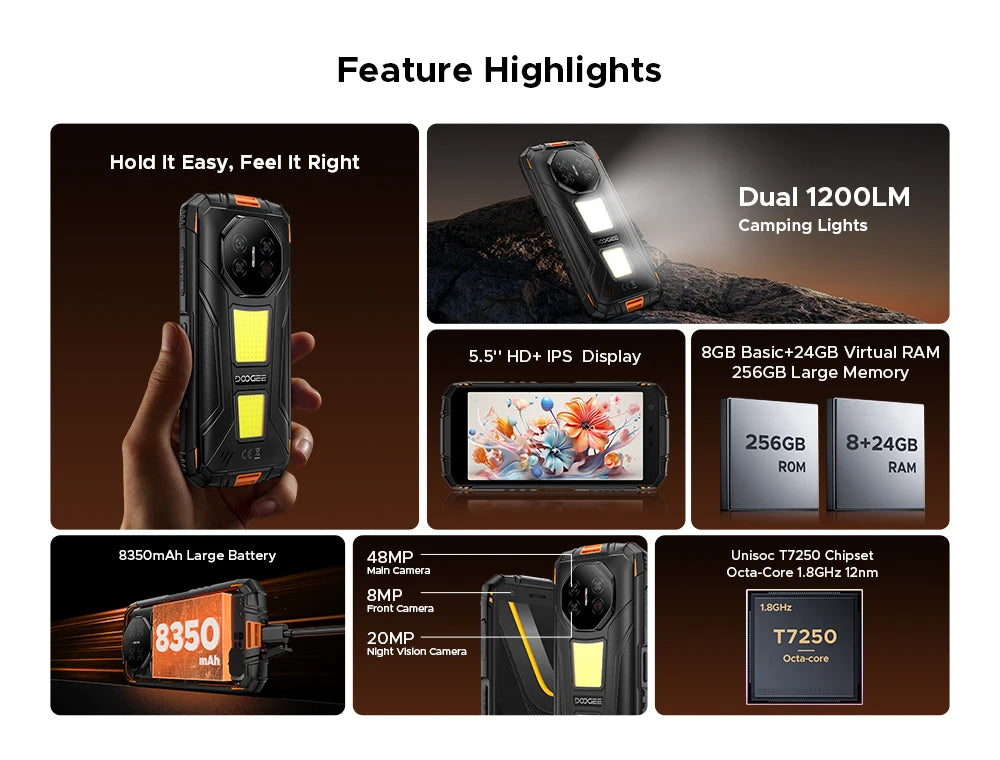 DOOGEE Fire 3 Max Robustes Telefon - 32 GB Und 256 GB, 18W, 5,5 Zoll