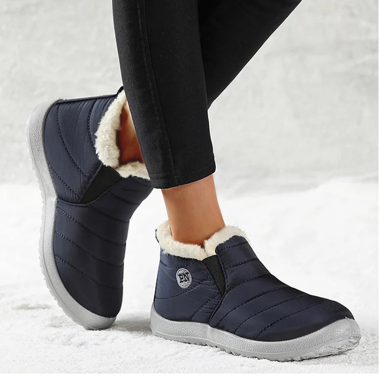 Ghete de iarnă pentru femei HAJINKCN, impermeabile, cu căptușeală - Mărimea 36-41, fără slip, până la gleznă