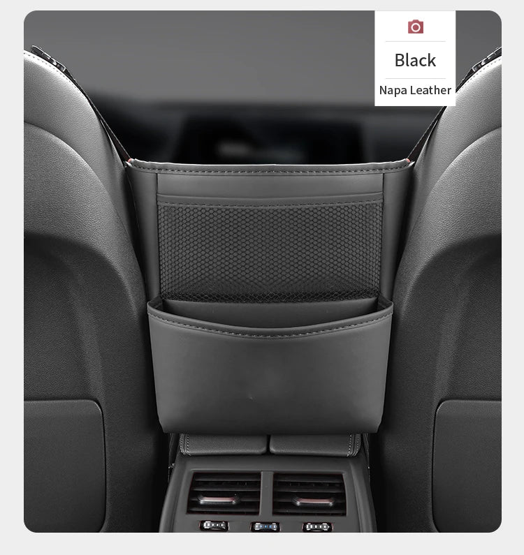 Car Seat Middle Storage Bag PU Leather Car Armrest Hanging Organizer Multifunction Handbag Holder Net Pocket Cup Tissue Storage