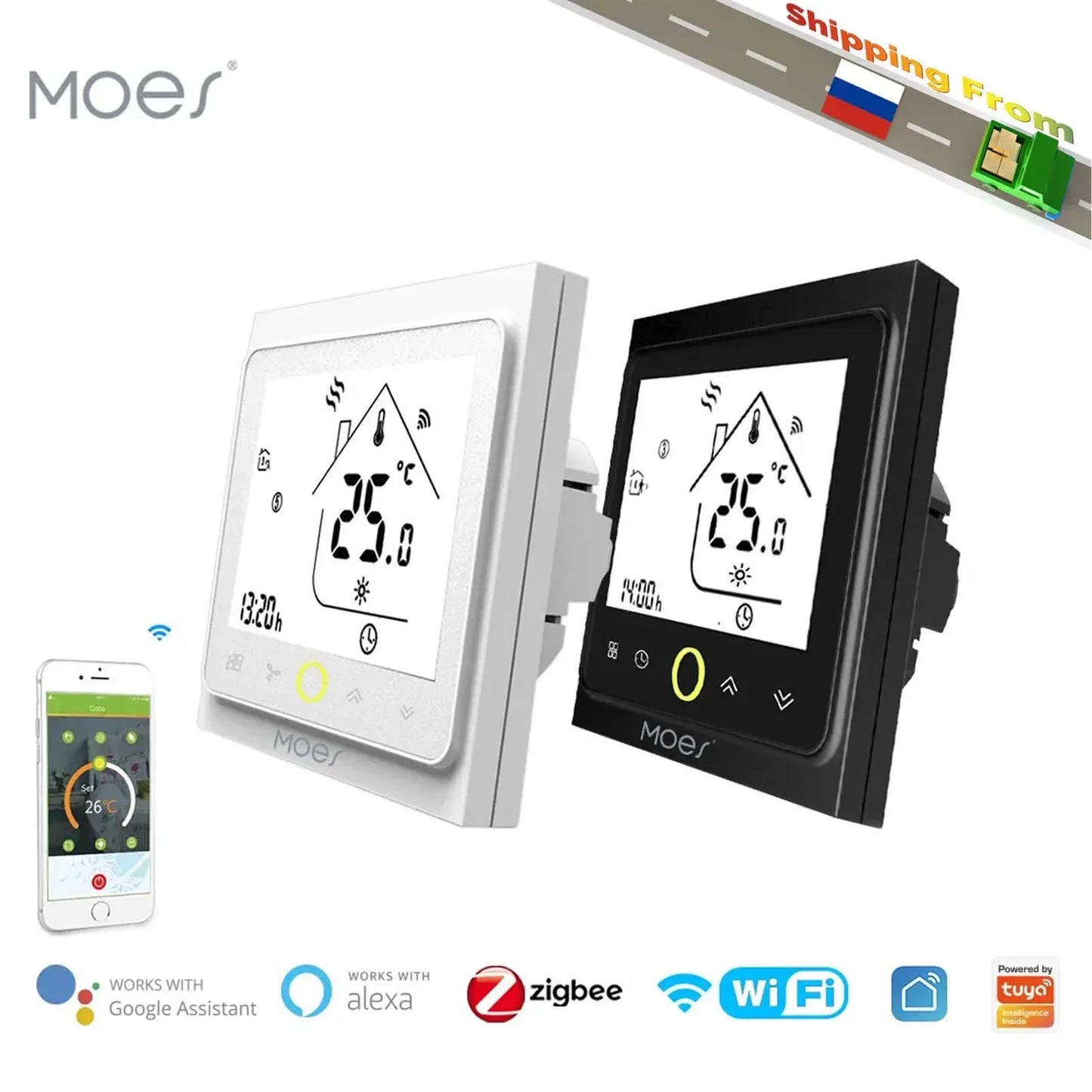 Smart-Thermostat 2025: MOES WiFi Wasser/Elektrische Fußbodenheizung - Gasboiler-Temperaturcontroller Smart Alexa Tuya Google Voice Zigbee-Sammlung