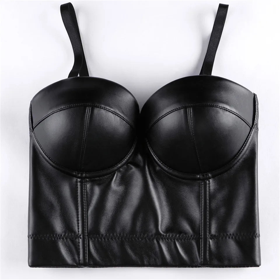 Wechery Frauen Lederkorsett Oben Crop Bustier Gothic Bra Verbesserte Unterstützung Bodice Elegant Dessous Corselet Party Kurz Camis Plus Size 6XL