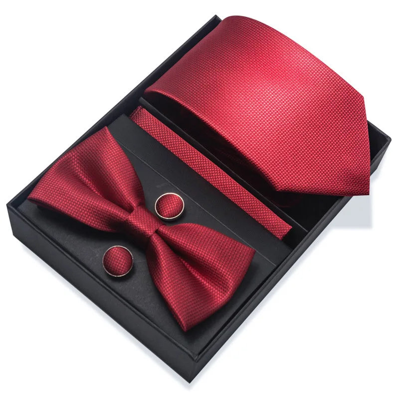 Men's Tie Pin cuff square bow Tie with pocket square cufflinks Set Paisley Men's Business Wedding Suit Accessories 6-piece set