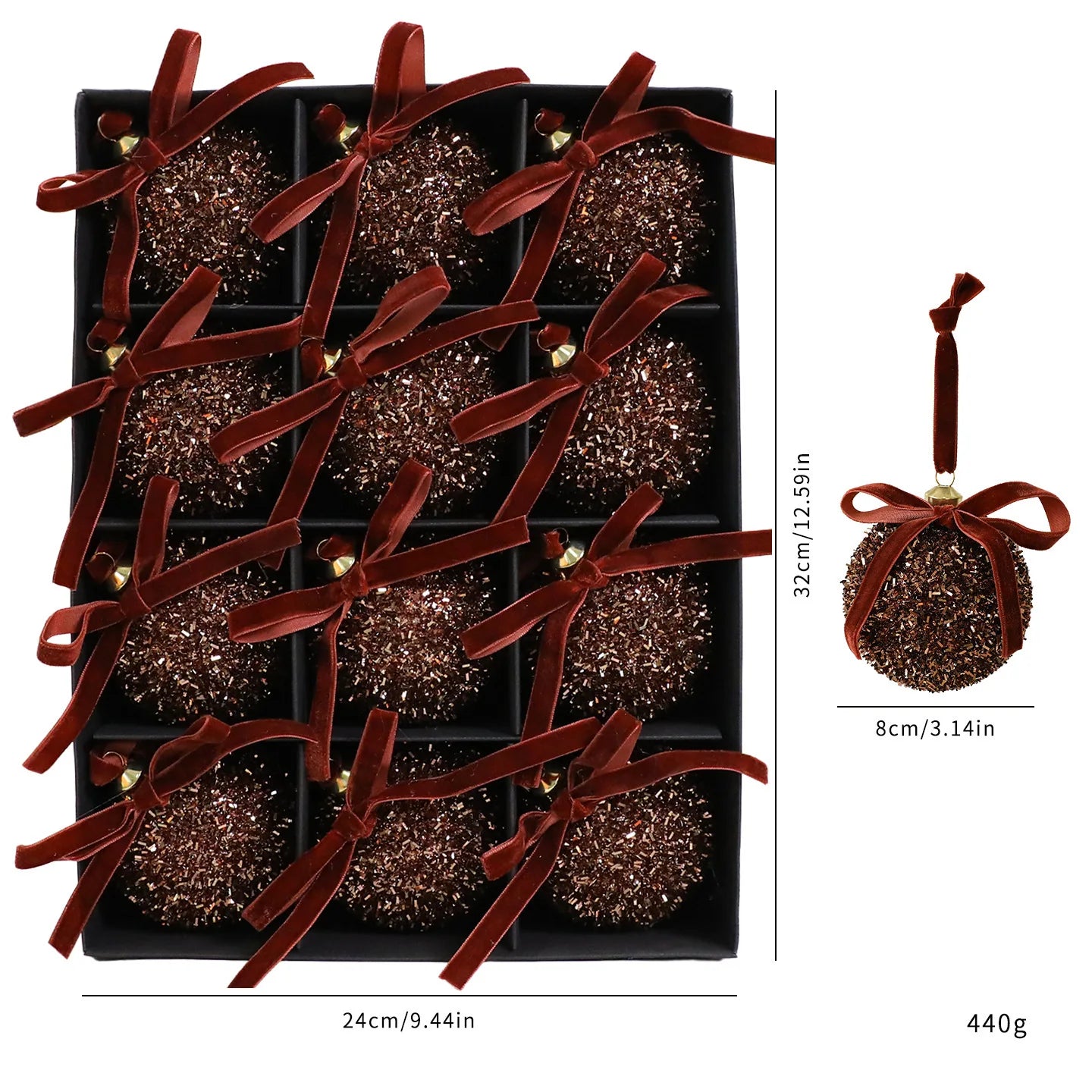 KugelKunst Weihnachtskugeln-Set Glänzend-12er Pack - Durchmesser 4 cm