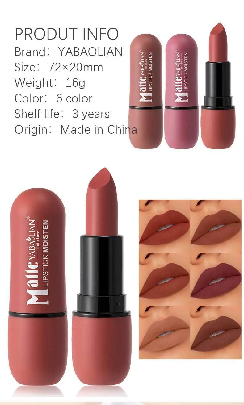 Lippenstift 2025: 6 Colors Sexy Matte Lipstick Waterproof Long Lasting - Color Rendering Non-stick Velvet Lips Liner Pencil Woman Makeup Cosmetics Collection